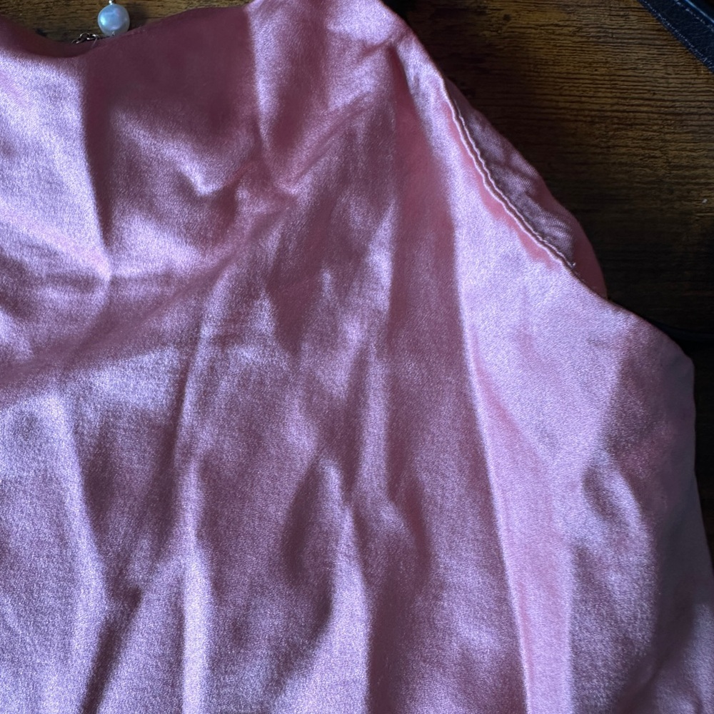 Cami NYC Busy Heart Stretch Silk Pearl Chain Strap Cami Pink Quartz Size S - Picture 13 of 14